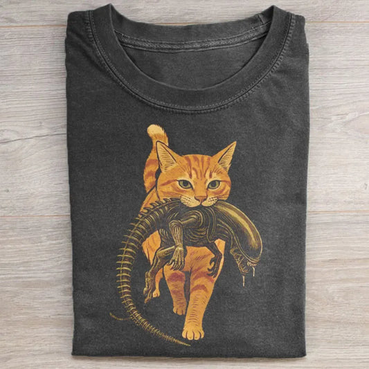 Cat Carrying Alien T-Shirt