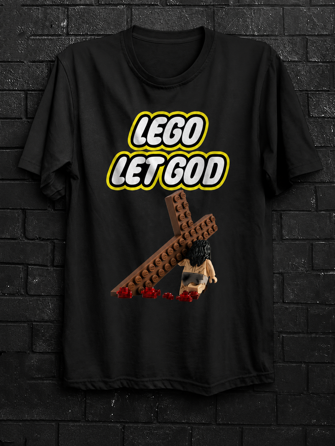 Lg Let God Christian Toy Style Jesus Carrying Cross Parody T-Shirt