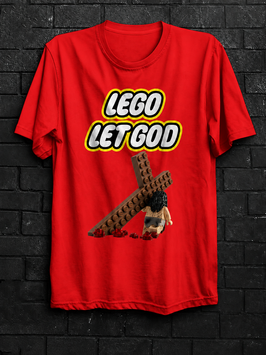Lg Let God Christian Toy Style Jesus Carrying Cross Parody T-Shirt