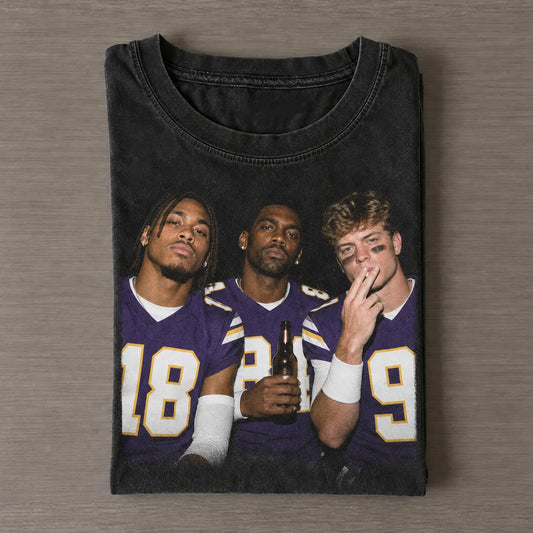Justin Jefferson & Randy Moss & J.J. McCarthy Vikings Football Tee