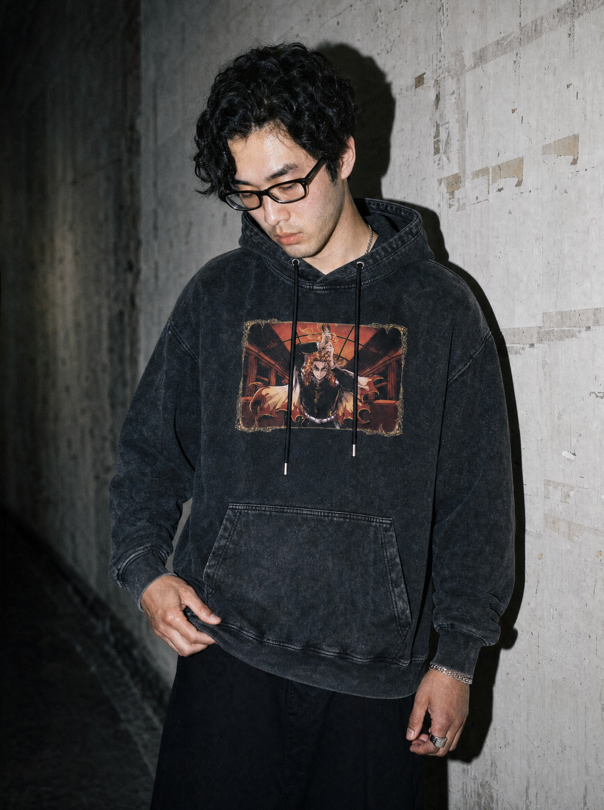 D-SLYR ? Flaming Tiger Rengoku Vintage Hoodie